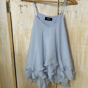 Cider Ruffled Hem Layered Chiffon Camisole Light Blue NWT